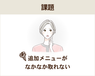 課題：追加メニューがなかなか取れない